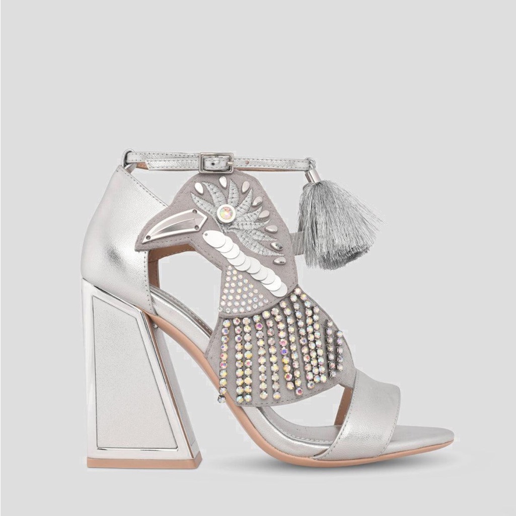 Kat Maconie Silver Aya Embellished Women's Heels 9/ 40 New!